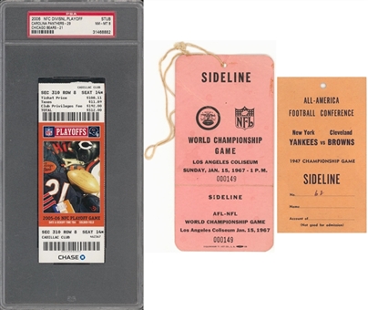 Lot of (3) Football Playoff & Championship Game Ticket & Sideline Passes